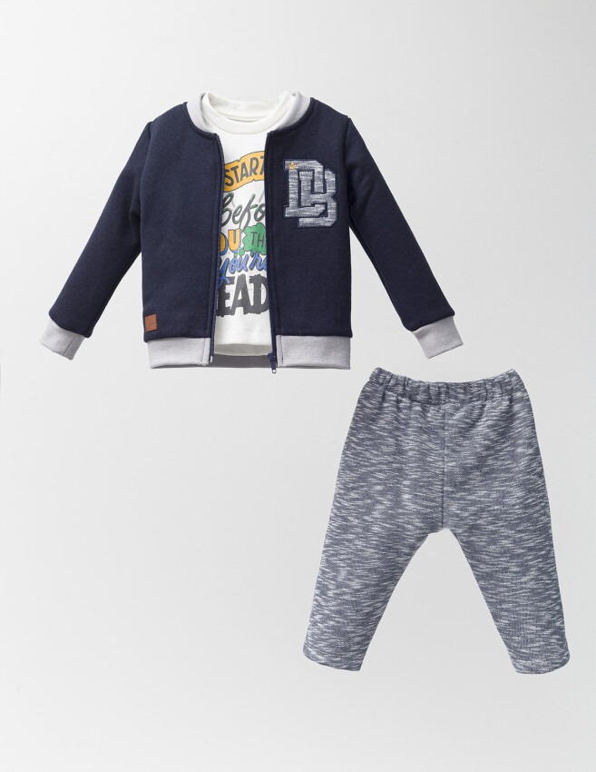 Wholesale 3-Piece Baby Boys Set with Cardigan, Pants and Body 9-24M Kidexs 1026-45020 - 1