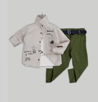 Wholesale 3-Piece Baby Boys Shirt Set with T-Shirt and Pants 6-24M Gold Class 1010-1228 - 1