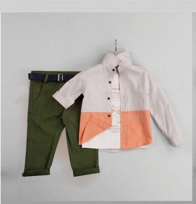 Wholesale 3-Piece Baby Boys Shirt Set with T-Shirt and Pants 6-24M Gold Class 1010-1230 - 1