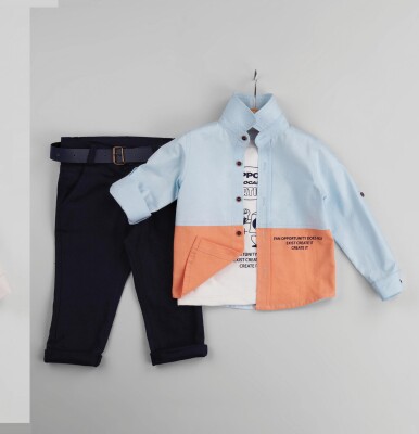 Wholesale 3-Piece Baby Boys Shirt Set with T-Shirt and Pants 6-24M Gold Class 1010-1230 - 2