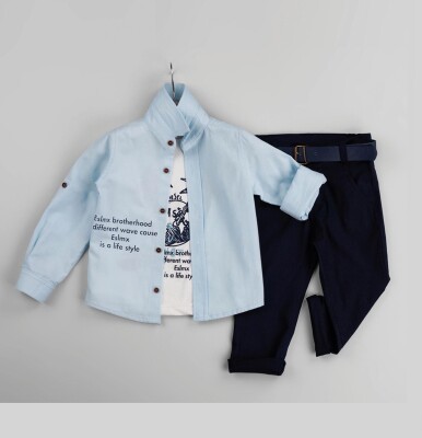 Wholesale 3-Piece Baby Boys Shirt Set with T-Shirt and Pants 6-24M Gold Class 1010-1231 - 2