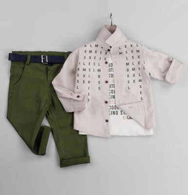 Wholesale 3-Piece Baby Boys Shirt Set with T-Shirt and Pants 6-24M Gold Class 1010-1235 - Gold Class