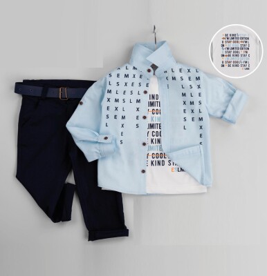 Wholesale 3-Piece Baby Boys Shirt Set with T-Shirt and Pants 6-24M Gold Class 1010-1235 - Gold Class (1)