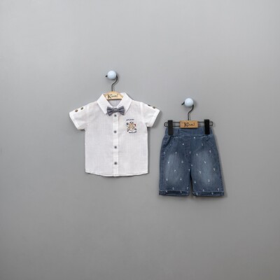 Wholesale 3-Piece Baby Boys Shorts Set with Shirt and Bowtie 6-18M Kumru Bebe 1075-3883 - Kumru Bebe (1)