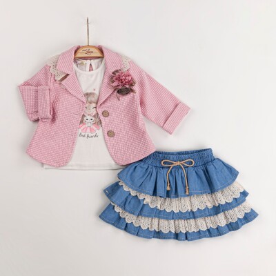 Wholesale 3-Piece Baby Girls Jacket T-shirt and Skirt Set 9-24M Miss Lore 1055-5526 - 2