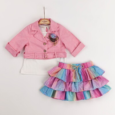 Wholesale 3-Piece Baby Girls Jacket T-shirt and Skirt Set 9-24M Miss Lore 1055-5529 - Miss Lore (1)