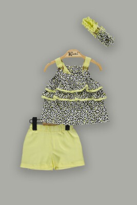 Wholesale 3-Piece Baby Girls Leopard Patterned Blouse Set with Shorts and Headband 6-18M Kumru Bebe - Kumru Bebe (1)