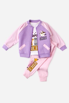 Wholesale 3-Piece Baby Girls Set with Cardigan, Pants and Body 9-24M Kidexs 1026-45030 - 1