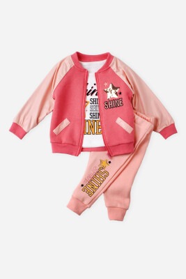 Wholesale 3-Piece Baby Girls Set with Cardigan, Pants and Body 9-24M Kidexs 1026-45030 - 2
