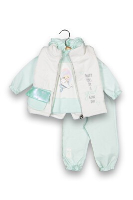 Wholesale 3-Piece Baby Girls Set with Jacket, Body and Pants 0-18M Boncuk Bebe 1006-6084 - 2