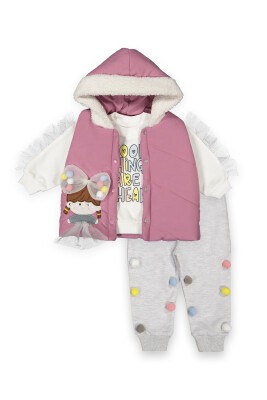 Wholesale 3-Piece Baby Girls Set with Jacket, Sweat and Pants 0-18M Boncuk Bebe 1006-6059 - Boncuk Bebe