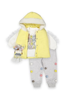 Wholesale 3-Piece Baby Girls Set with Jacket, Sweat and Pants 0-18M Boncuk Bebe 1006-6059 - 2
