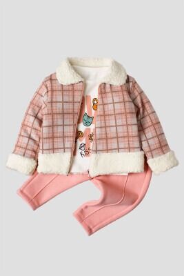 Wholesale 3-Piece Baby Girls Set with Welsoft Cardigan, Pants and Long Sleeve T-shirt 9-24M Kidexs 1 Salmon Color 