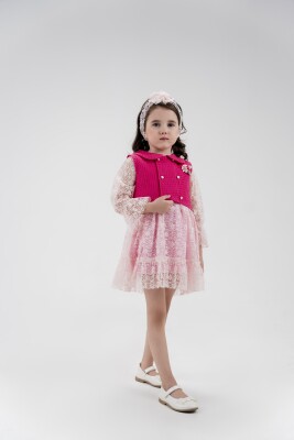 Wholesale 3-Piece Baby Girls Tulle Dress Set with Vest and Headband 24-36M Eray Kids 1044-13246 Розовый 