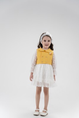 Wholesale 3-Piece Baby Girls Tulle Dress Set with Vest and Headband 24-36M Eray Kids 1044-13246 Ecru