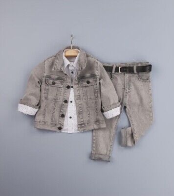 Wholesale 3-Piece Boys Jacket Set with Pants and Shirt 6-9Y Gold Class 1010-3221 - 2