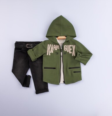 Wholesale 3-Piece Boys Jacket Set with T-Shirt and Denim Pants 6-24M Gold Class 1010-1250 - 1