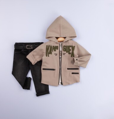 Wholesale 3-Piece Boys Jacket Set with T-Shirt and Denim Pants 6-24M Gold Class 1010-1250 - Gold Class (1)