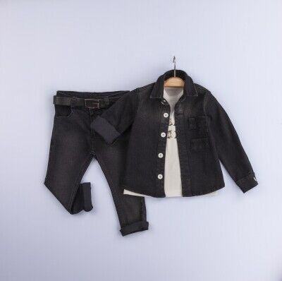Wholesale 3-Piece Boys Jacket Shirt and Denim Pants Set 2-5Y Gold Class 1010-2240 - 3