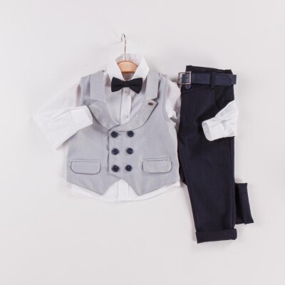 Wholesale 3-Piece Boys Suit Set with Button 6-9Y Gold Class 1010-22-3009 - 2