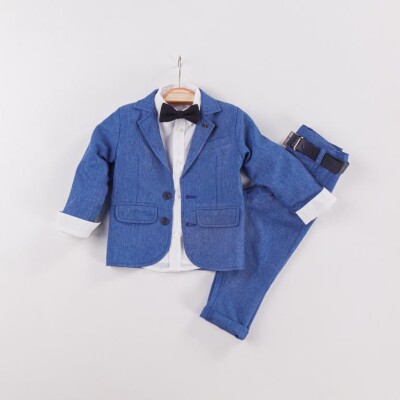 Wholesale 3-Piece Boys Suit Set with Jacket 2-5Y Gold Class 1010-22-2036 Светло-серовато- синий