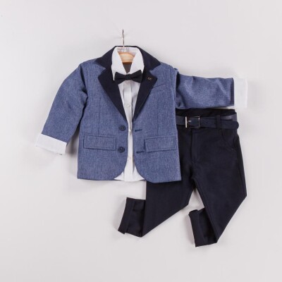 Wholesale 3-Piece Boys Suit Set with Jacket 6-9Y Gold Class 1010-22-3010 Темно-синий