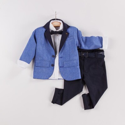 Wholesale 3-Piece Boys Suit Set with Jacket 6-9Y Gold Class 1010-22-3010 Светло-серовато- синий