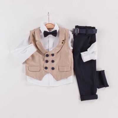 Wholesale 3-Piece Boys Suit Set with Vest 2-5Y Gold Class 1010-22-2034 - 1
