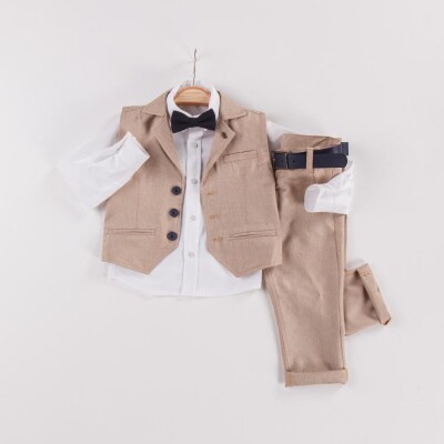 Wholesale 3-Piece Boys Suit Set with Vest 2-5Y Gold Class 1010-22-2037 - 1