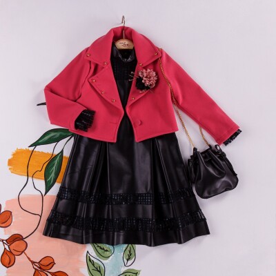Wholesale 3-Piece Girls Dress with Jacket and Bag 2-6Y Miss Lore 1055-5220 - Miss Lore