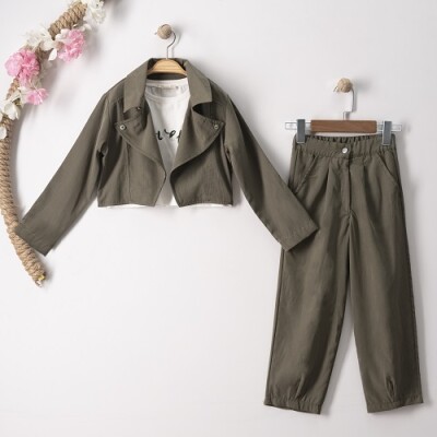 Wholesale 3-Piece Girls Jacket Pants and T-Shirt Set 7-10Y Büşra Bebe 1016-23107 - 1