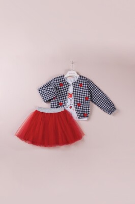 Wholesale 3-Piece Girls Jacket Set with T-Shirt and Tulle Skirt 1-4Y BabyRose 1002-4088 - Babyrose