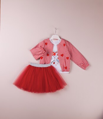 Wholesale 3-Piece Girls Jacket Set with T-Shirt and Tulle Skirt 1-4Y BabyRose 1002-4088 - 2