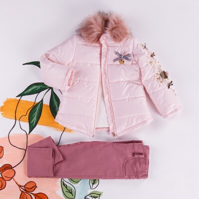 Wholesale 3-Piece Girls Set with Coat, Body and Pants 2-5Y Miss Lore 1055-5405 Розовый 