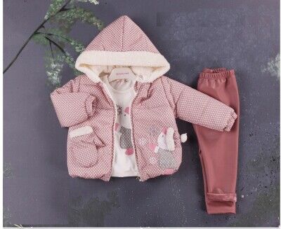 Wholesale 3-Piece Girls Set with Coat, Long Sleeve T-shirt and Pants 1-4Y BabyRose 1002-8401 - Babyrose