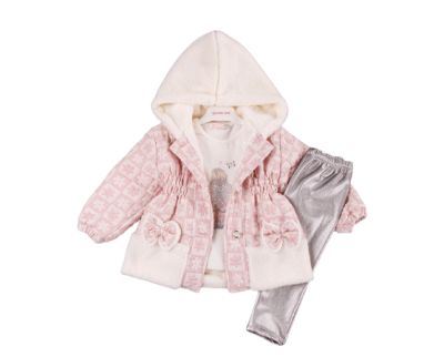 Wholesale 3-Piece Girls Set with Coat, Long Sleeve T-shirt and Pants 2-5Y BabyRose 1002-3898 - Babyrose