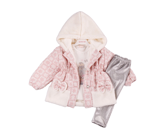 Wholesale 3-Piece Girls Set with Coat, Long Sleeve T-shirt and Pants 2-5Y BabyRose 1002-3898 - 1