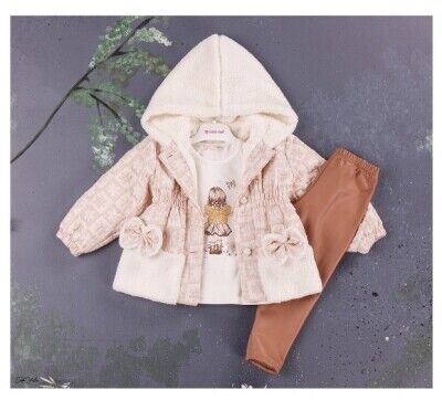 Wholesale 3-Piece Girls Set with Coat, Long Sleeve T-shirt and Pants 2-5Y BabyRose 1002-3898 - Babyrose (1)