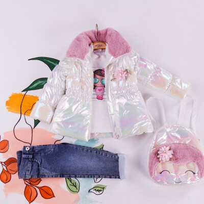 Wholesale 3-Piece Girls Set with Coat, Pants and Long Sleeve T-shirt 2-5Y Miss Lore 1055-5410 - Miss Lore (1)