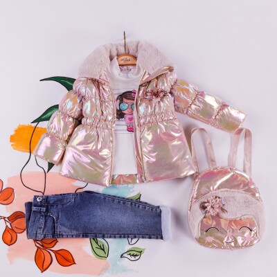 Wholesale 3-Piece Girls Set with Coat, Pants and Long Sleeve T-shirt 2-5Y Miss Lore 1055-5410 - 1