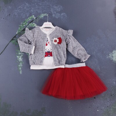 Wholesale 3-Piece Girls Set with Jacket, Long Sleeve T-shirt and Skirt 1-4Y BabyRose 1002-3979 - Babyrose (1)