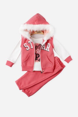 Wholesale 3-Piece Girls Set with Jacket, Pants and Long Sleeve T-shirt 9-24M Kidexs 1026-45032 - 1