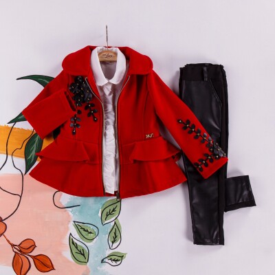 Wholesale 3-Piece Girls Set with Jacket, Pants and Shirt 2-6Y Miss Lore 1055-5204 - Miss Lore (1)
