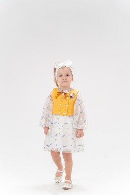 Wholesale 3-Piece Girls Tulle Dress Set with Vest and Headband 1-3Y Eray Kids 1044-13230 Экрю