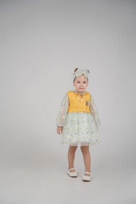 Wholesale 3-Piece Girls Tulle Dress Set with Vest and Headband 1-3Y Eray Kids 1044-13230 Мятно-зеленый