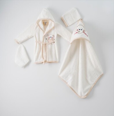 Wholesale 4-Piece Baby Bathrobe Set 0-1M Ramel Kids 1072-401 Кремовый цвет 