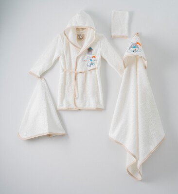 Wholesale 4-Piece Baby Bathrobe Set with PVC Bag 0-36M Ramel Tekstil 1072-400 - Ramel Kids (1)