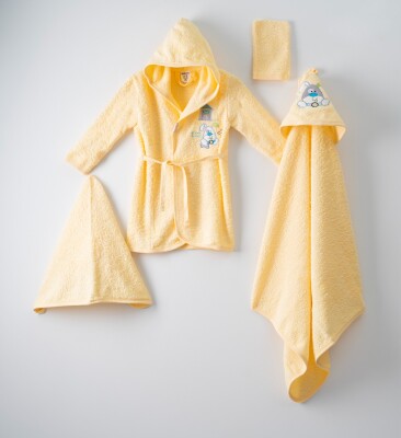 Wholesale 4-Piece Baby Bathrobe Set with PVC Bag 0-36M Ramel Tekstil 1072-400 Жёлтый 