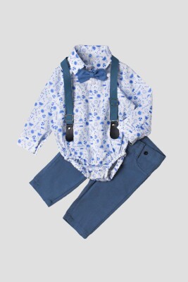 Wholesale 4-Piece Baby Boys Shirt Sets with Pants Suspender and Bowtie 6-24M Kidexs 1026-35058 - 2