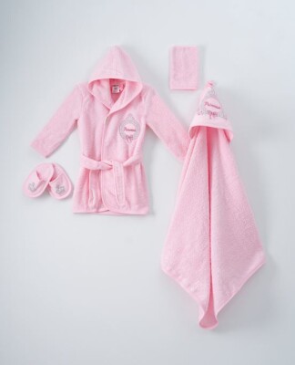 Wholesale 4-Piece Baby Girls Bathrobe Set 0-36M Ramel Kids 1072-702K Розовый 